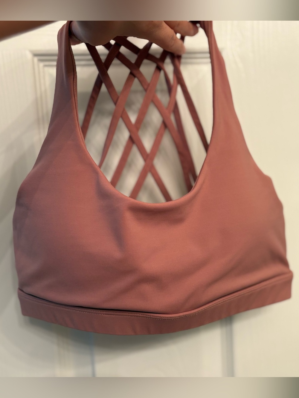 Gianni Bini Mauve Dusty Rose Crisscross-Back Sports Bra - M